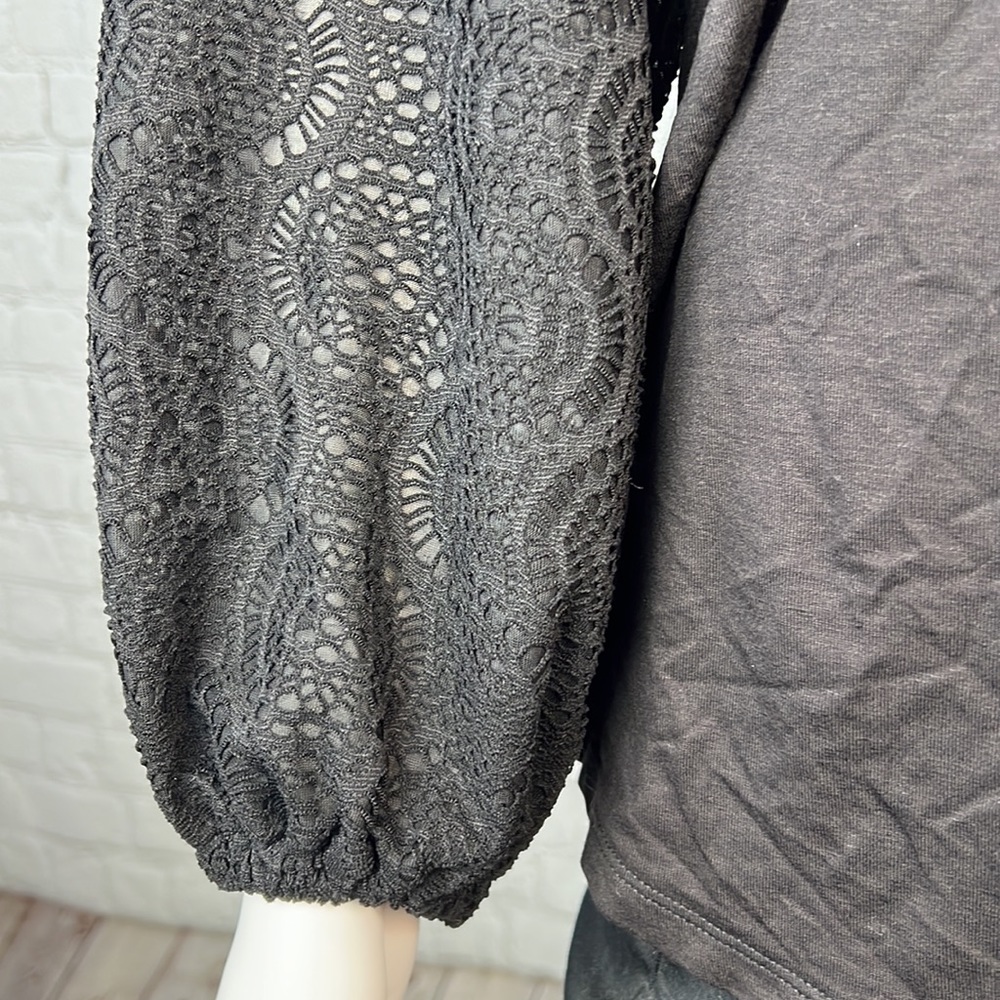 Michael Kors Black Crochet Long Sleeve Top Plus Size 1X - Picture 7 of 7